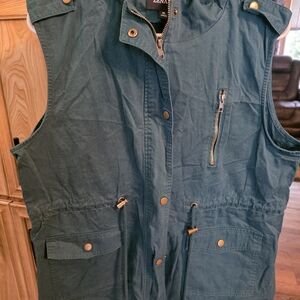 Zenana Teal Green Utility Vest with Front Pockets
